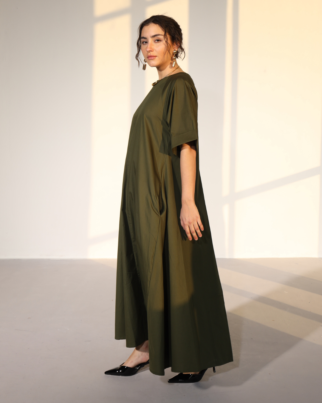 Amaxirose Flare Dress - Millitary Green