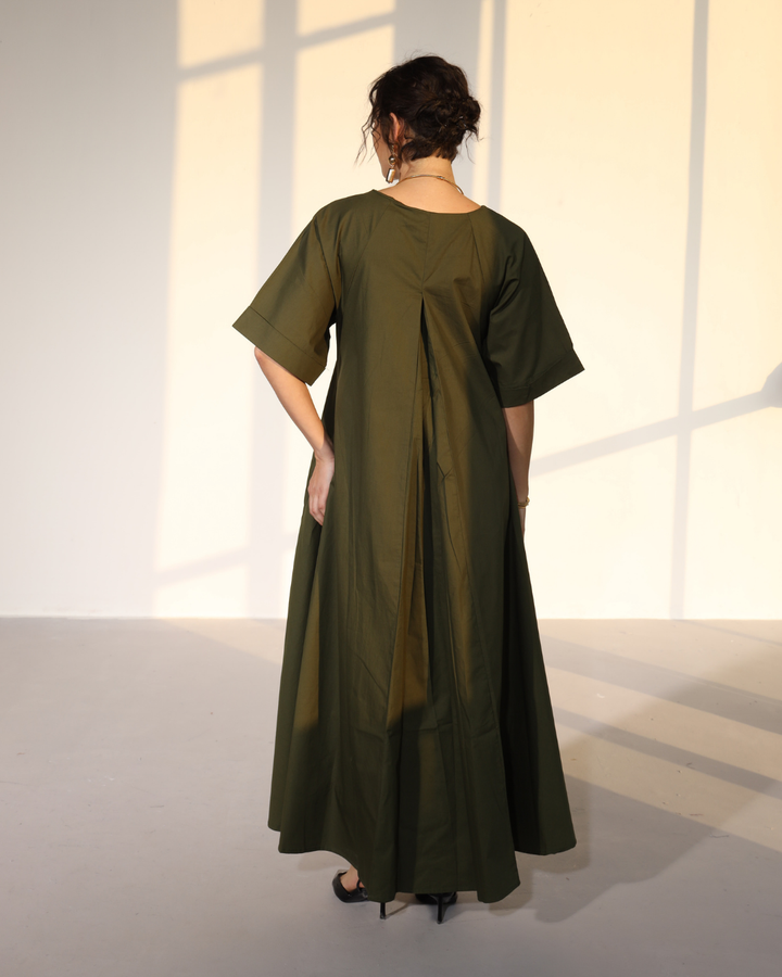 Amaxirose Flare Dress - Millitary Green