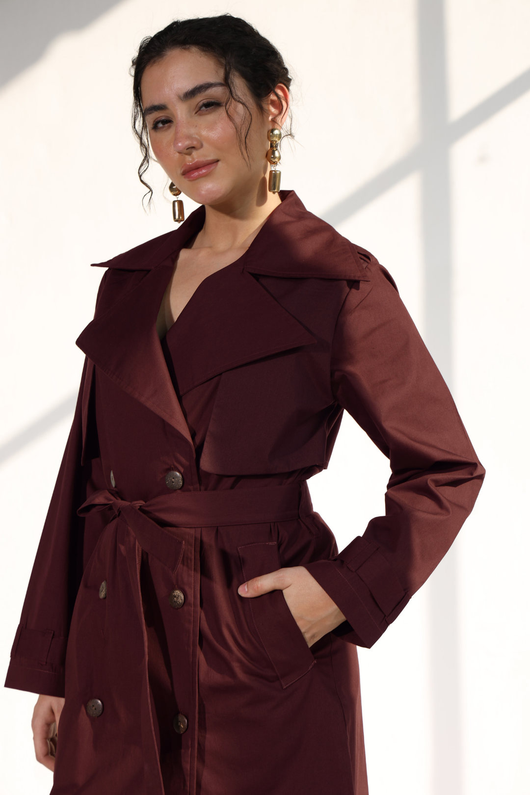 Nevielle Trench Dress -  Wine