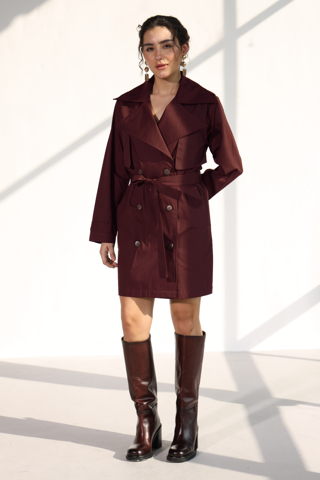 Nevielle Trench Dress -  Wine