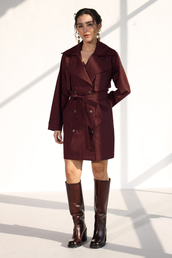 Nevielle Trench Dress -  Wine