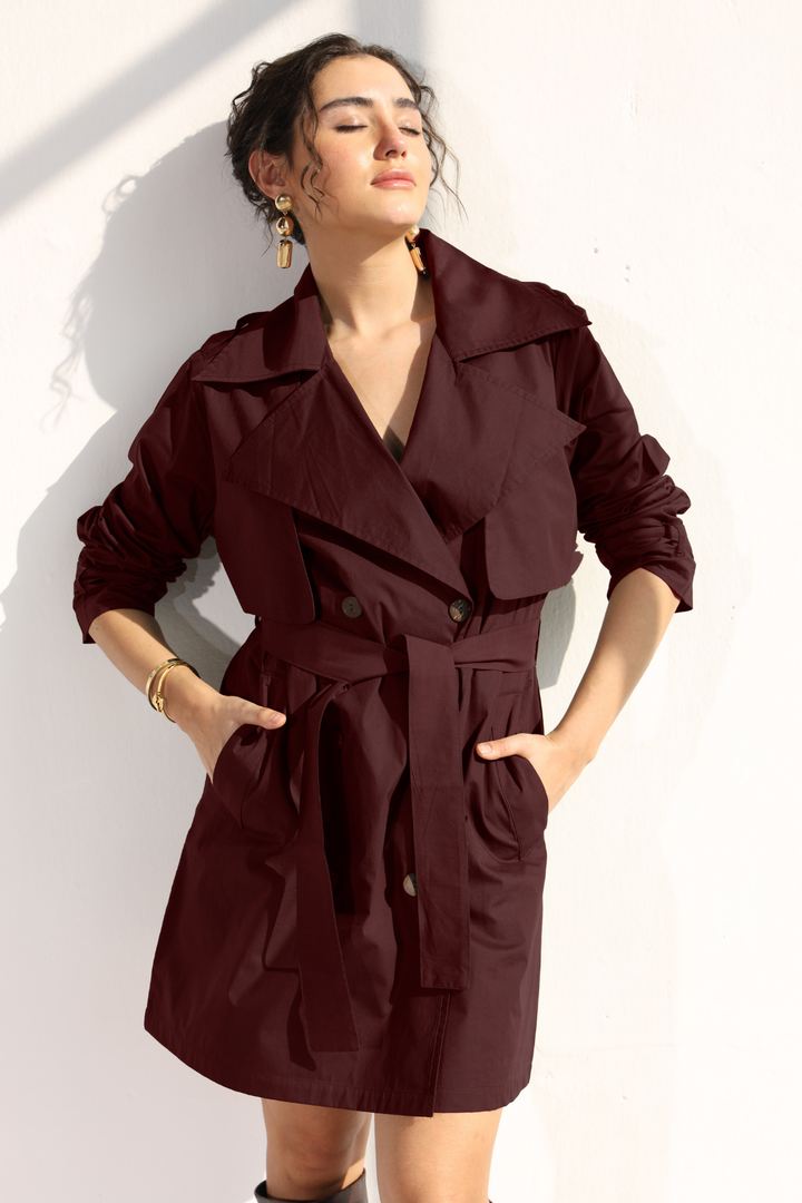 Nevielle Trench Dress -  Wine