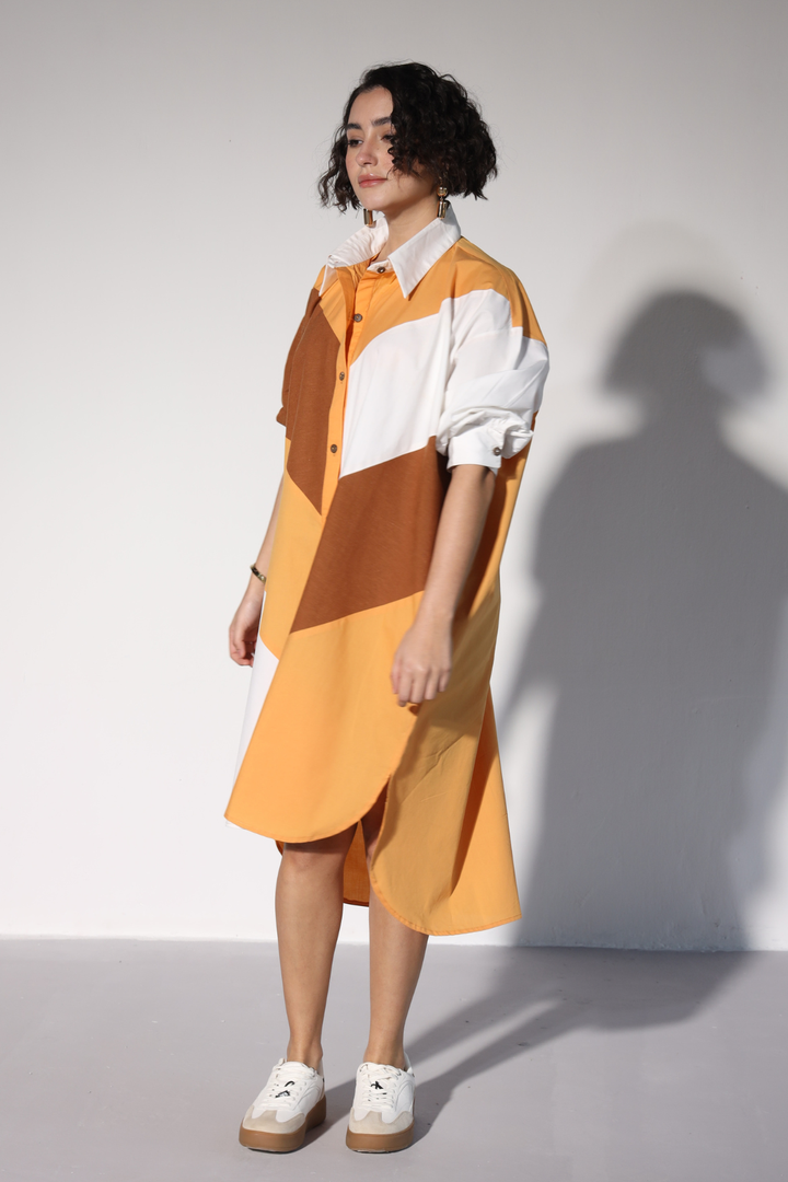 Lazy Sewciety Shirt Dress - Old Gold
