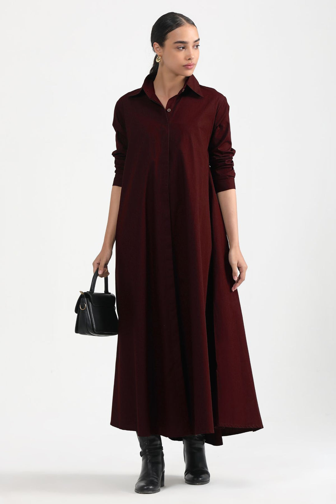 Massimo Shirt Dress - Wine Sangria
