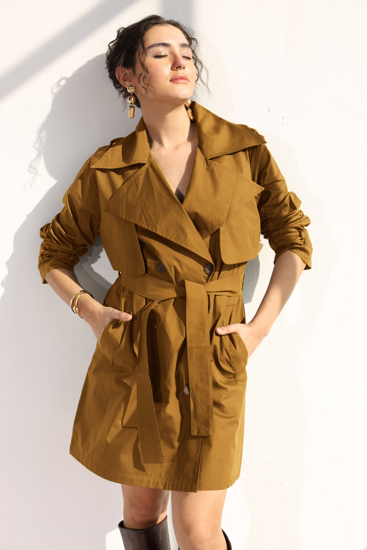 Nevielle Trench Dress - Golden Brown