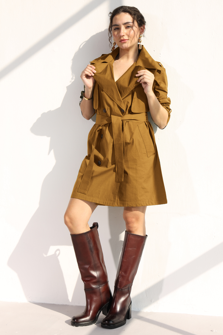 Nevielle Trench Dress - Golden Brown