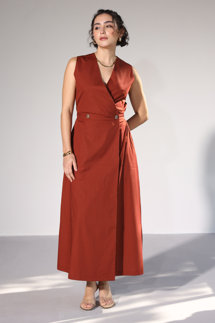 Sienna Pocket Dress - Rust