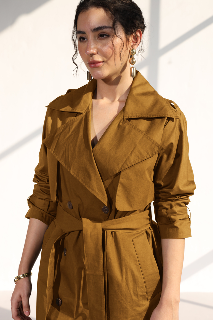 Nevielle Trench Dress - Golden Brown