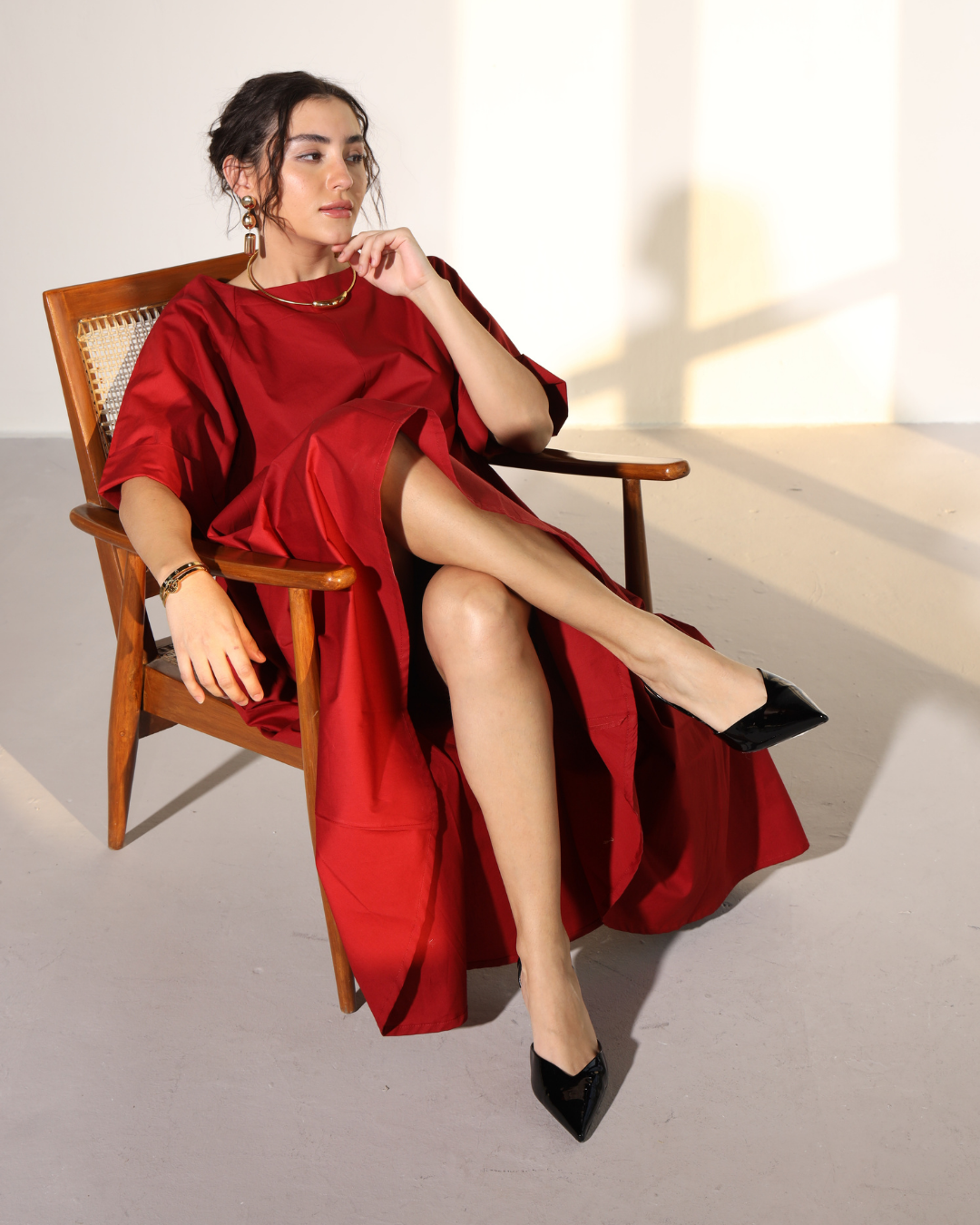 Amaxirose Flare Dress - Royal Mahroon