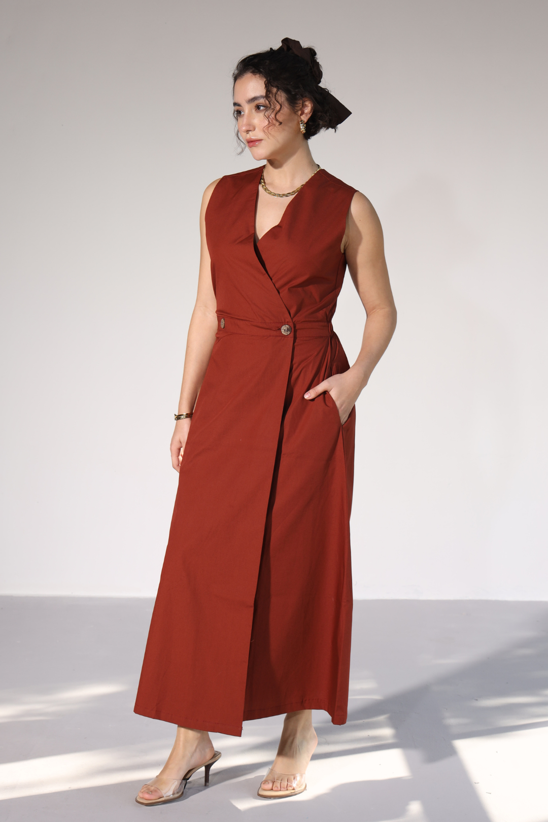Sienna Pocket Dress - Rust