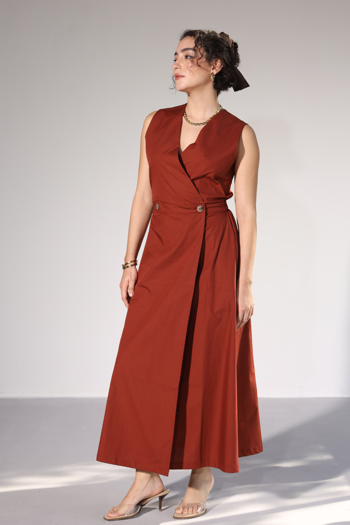 Sienna Pocket Dress - Rust