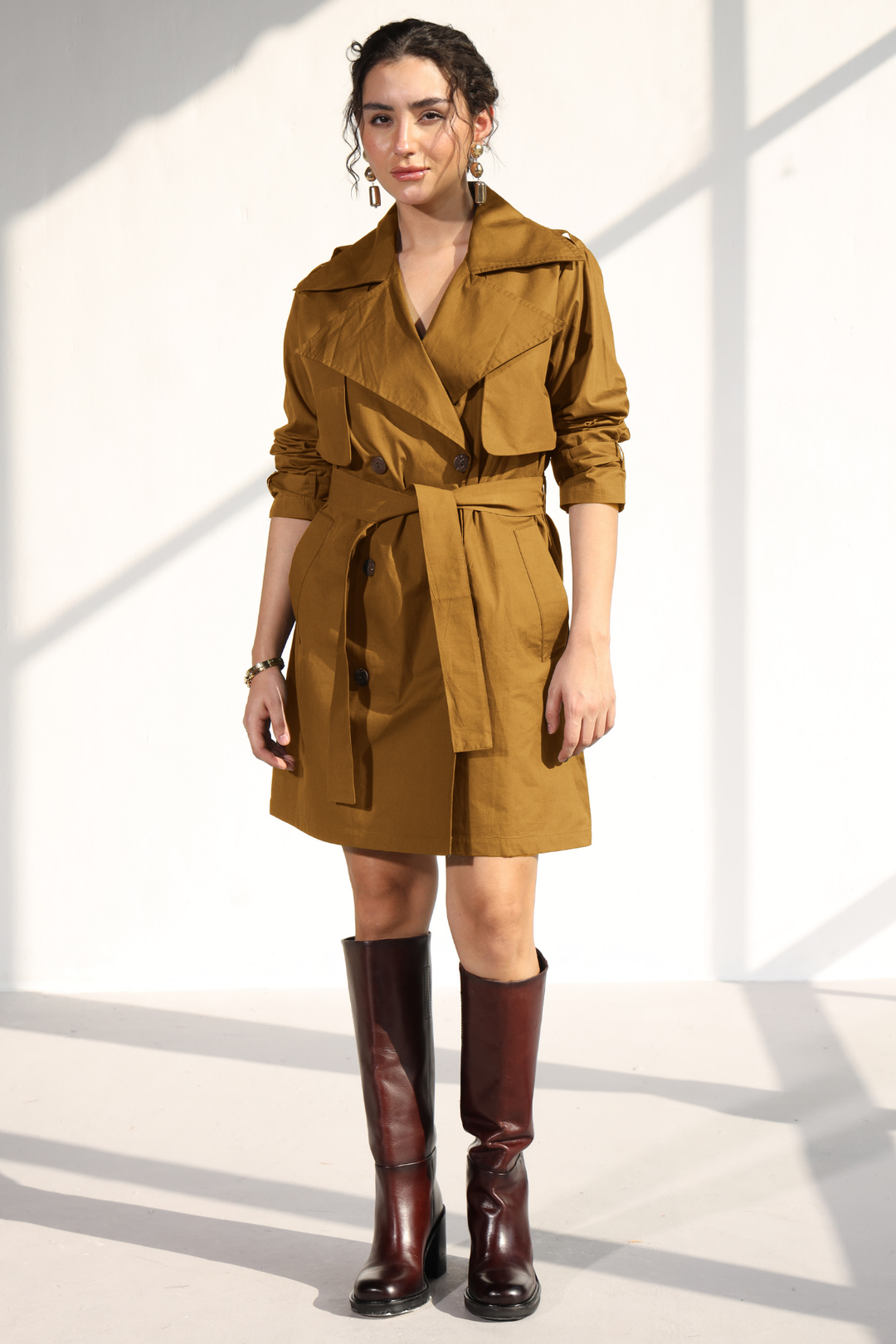 Nevielle Trench Dress - Golden Brown