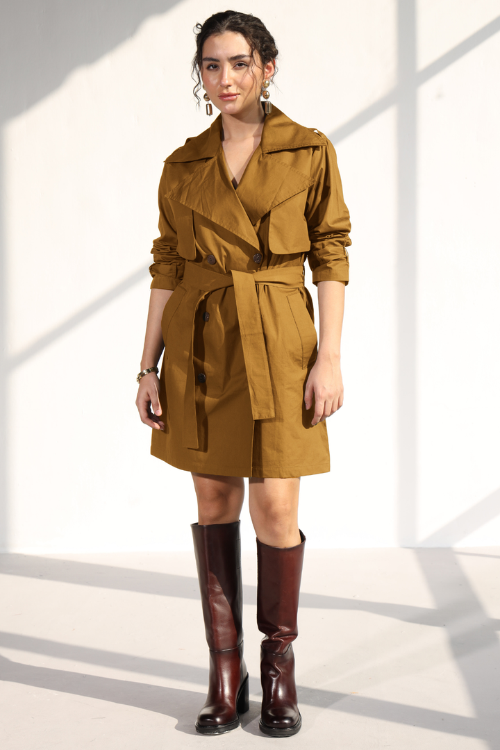 Nevielle Trench Dress - Golden Brown
