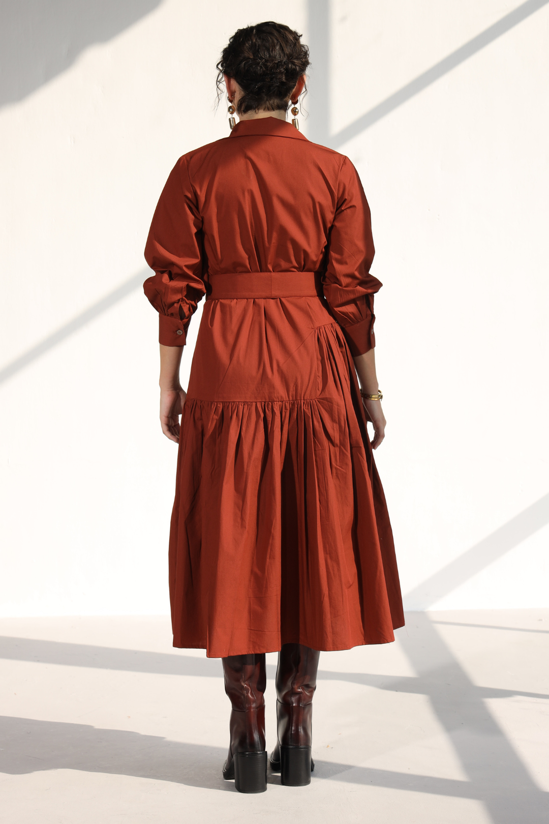 Poshmark Pleated Dress - Rust