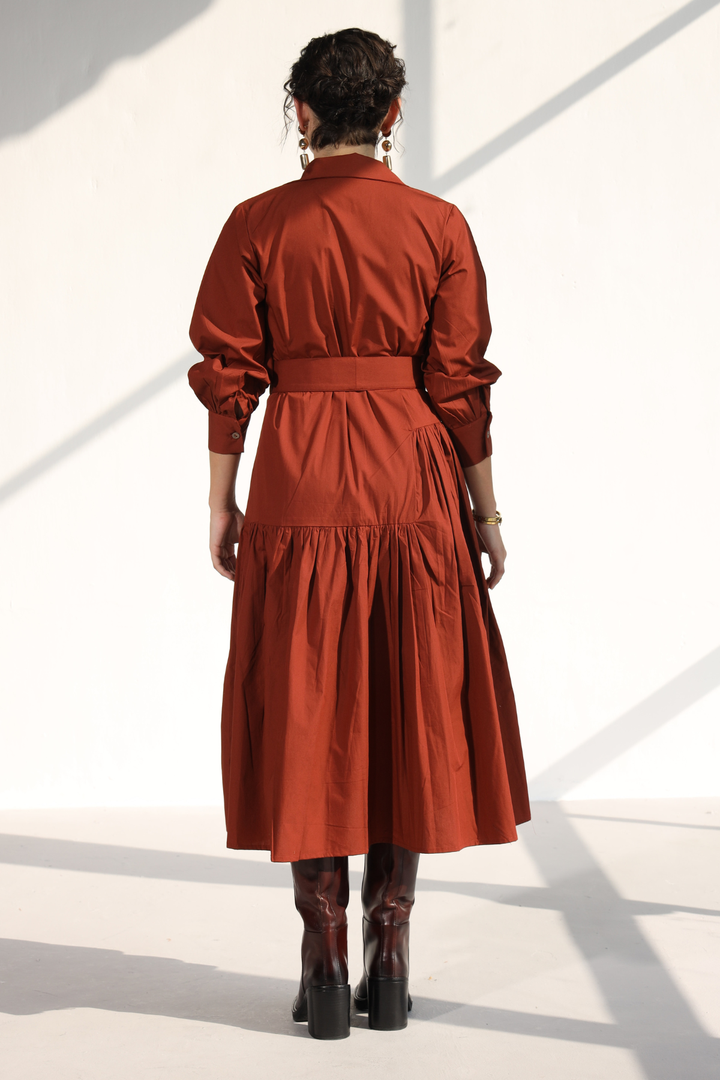 Poshmark Pleated Dress - Rust
