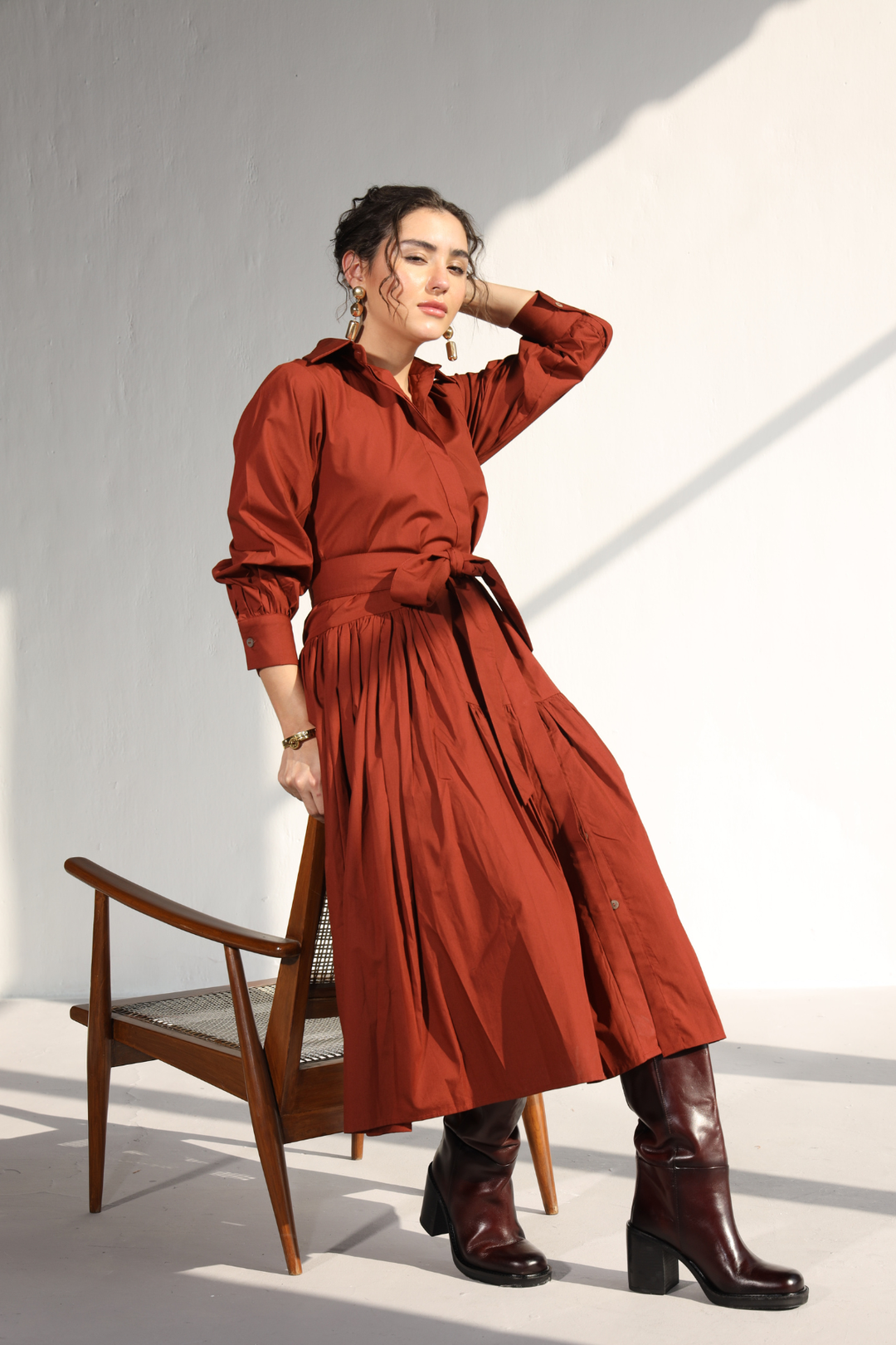 Poshmark Pleated Dress - Rust