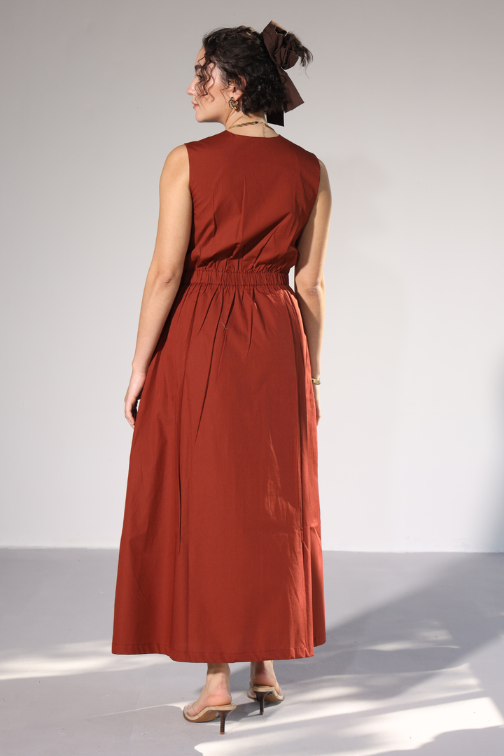 Sienna Pocket Dress - Rust