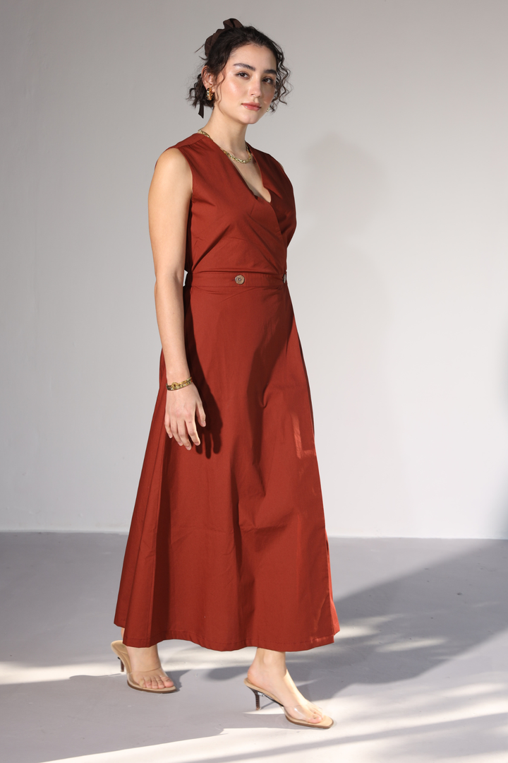 Sienna Pocket Dress - Rust