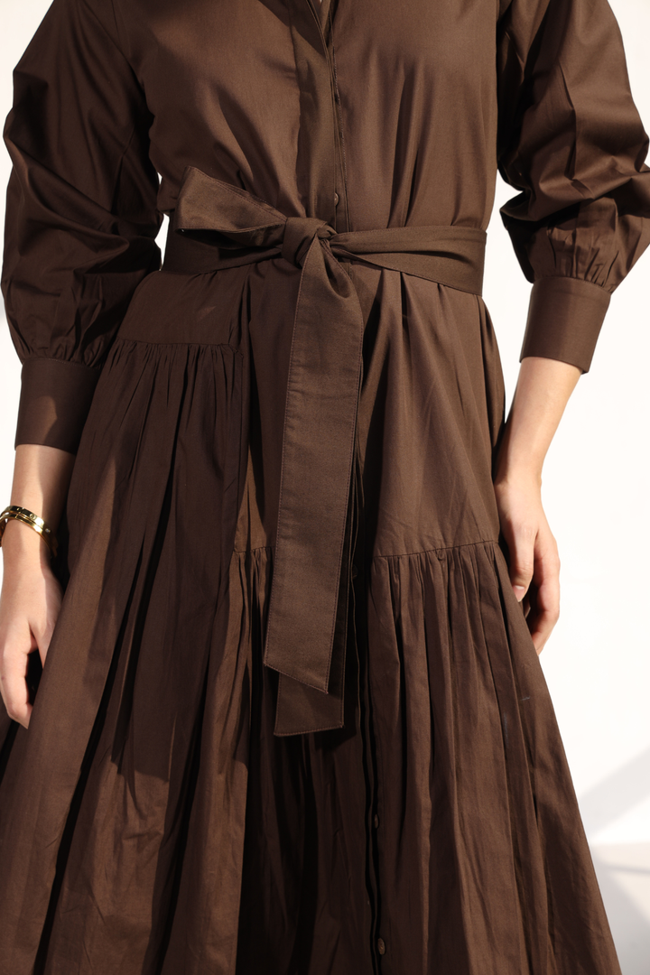 Poshmark Pleated Dress - Cacao Brown