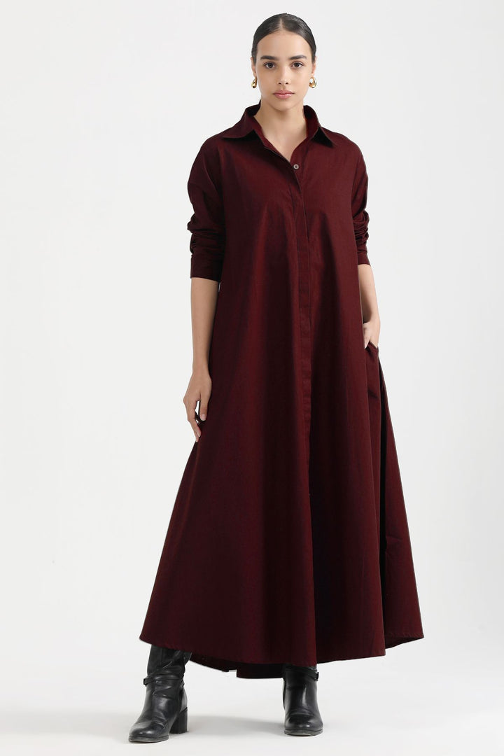 Massimo Shirt Dress - Wine Sangria