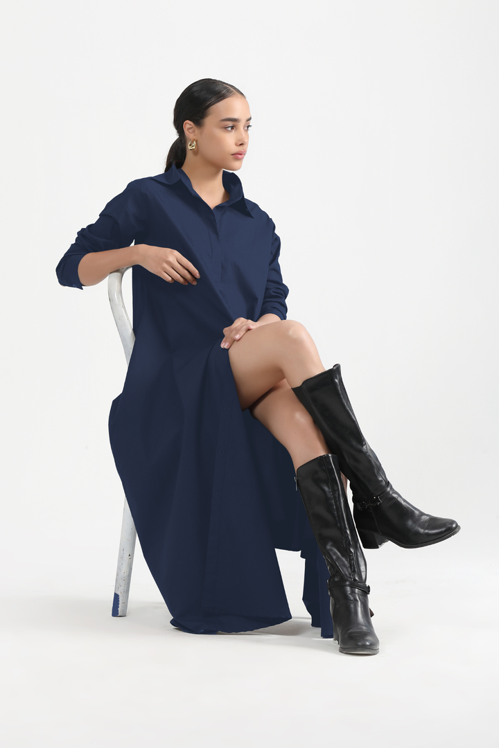 Massimo Shirt Dress - Navy Blue