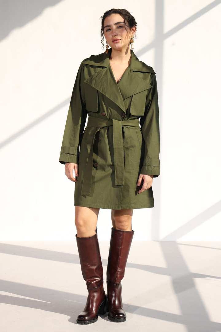 Nevielle Trench Dress -  Millitary Green
