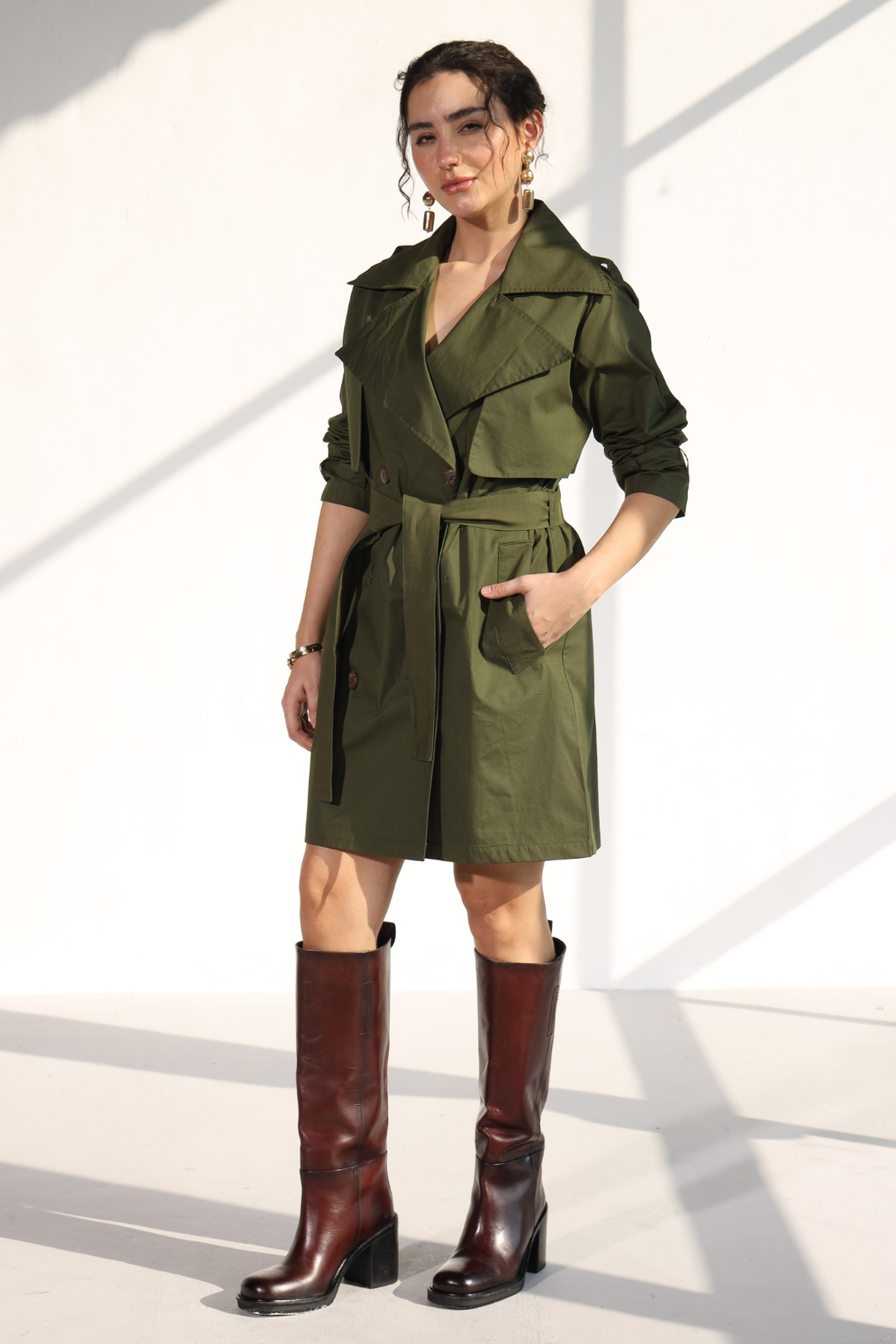 Nevielle Trench Dress -  Millitary Green
