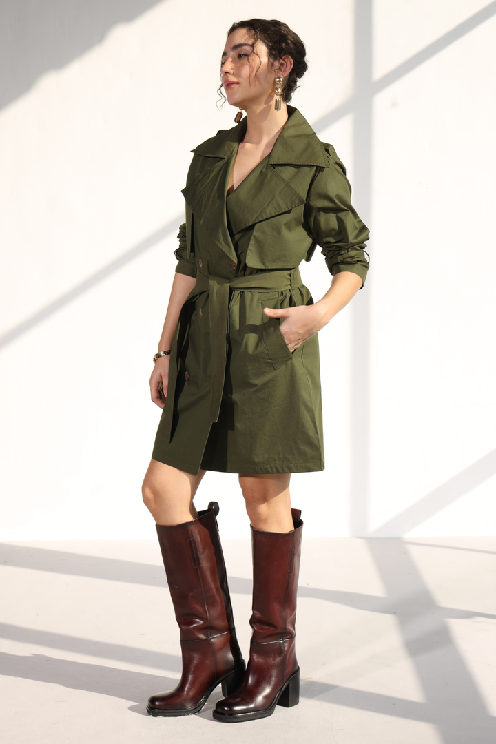 Nevielle Trench Dress -  Millitary Green