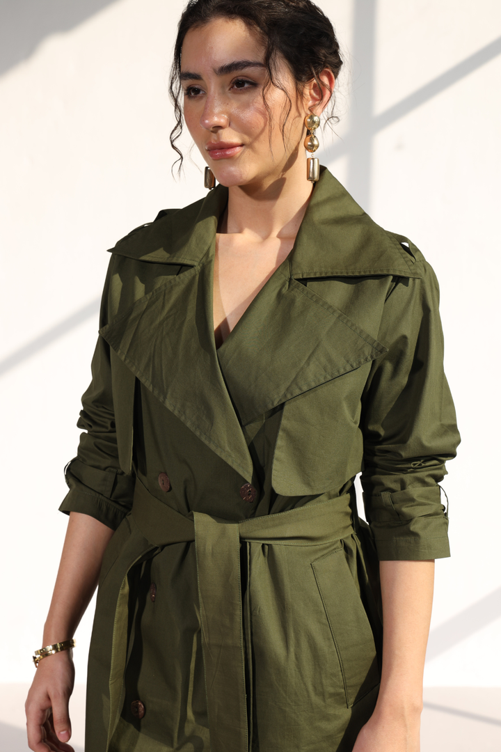 Nevielle Trench Dress -  Millitary Green