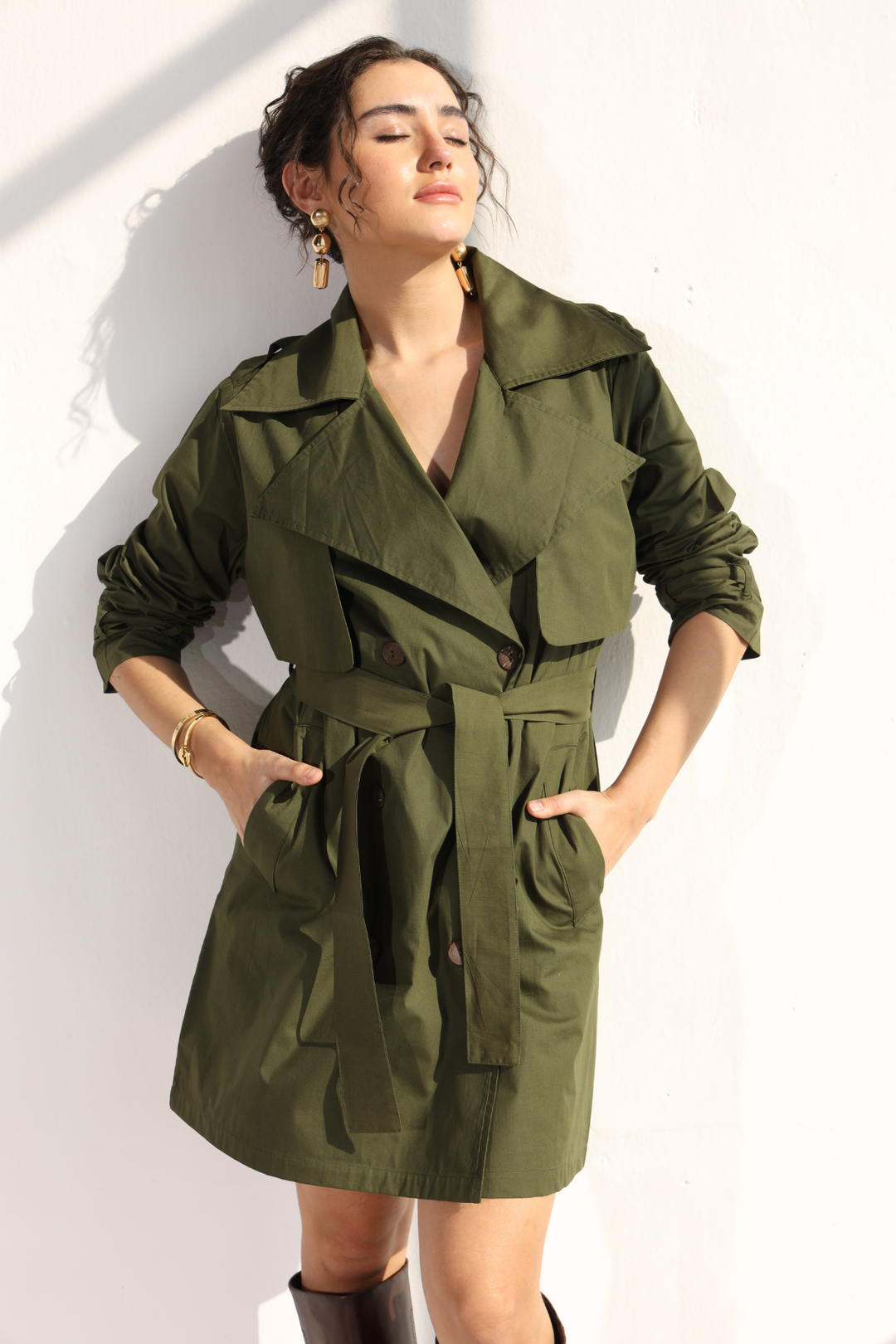 Nevielle Trench Dress -  Millitary Green