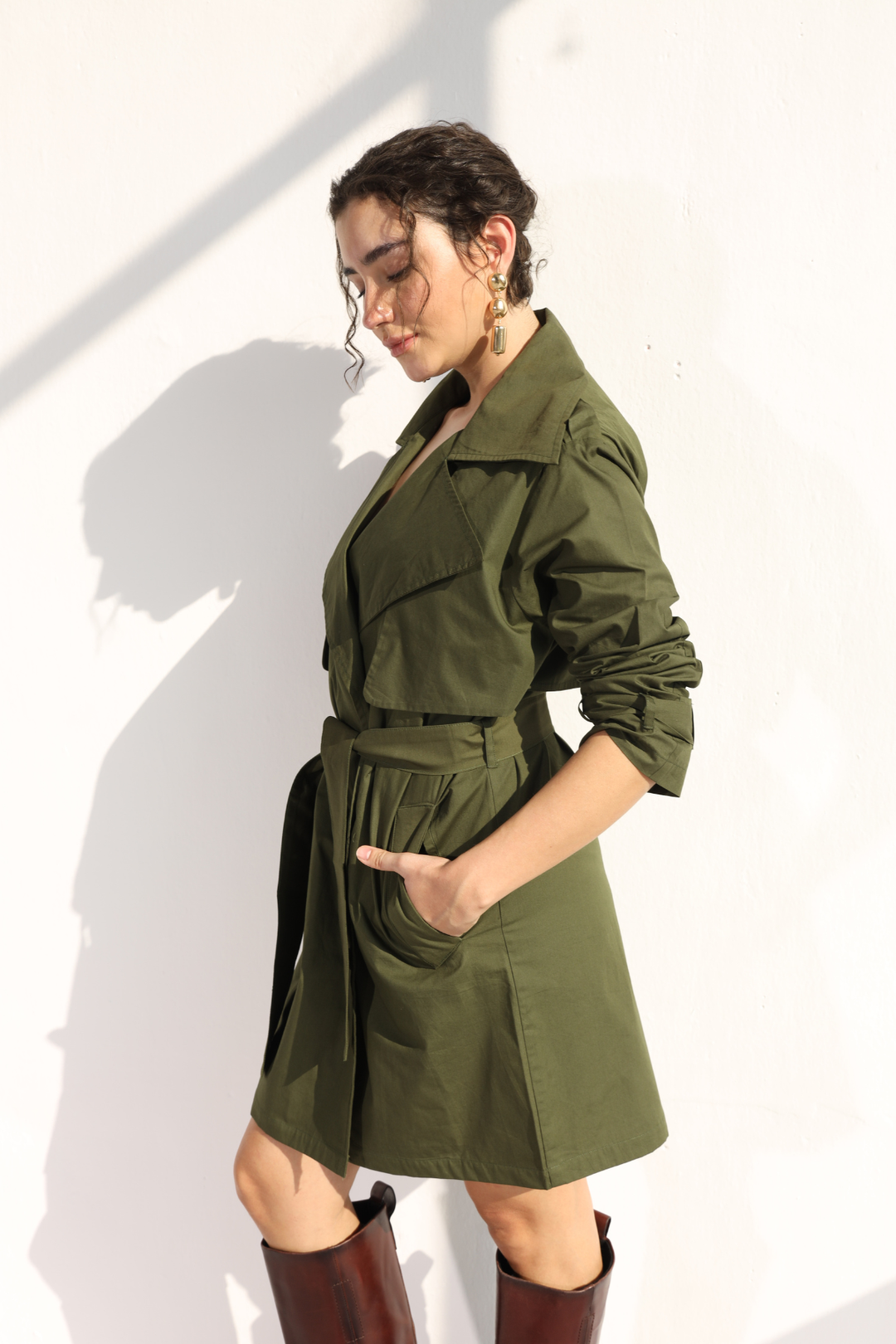 Nevielle Trench Dress -  Millitary Green