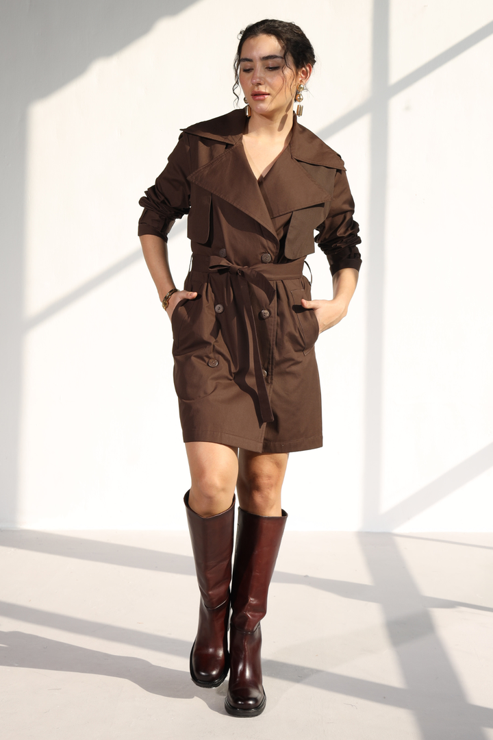 Nevielle Trench Dress - Cacao Brown