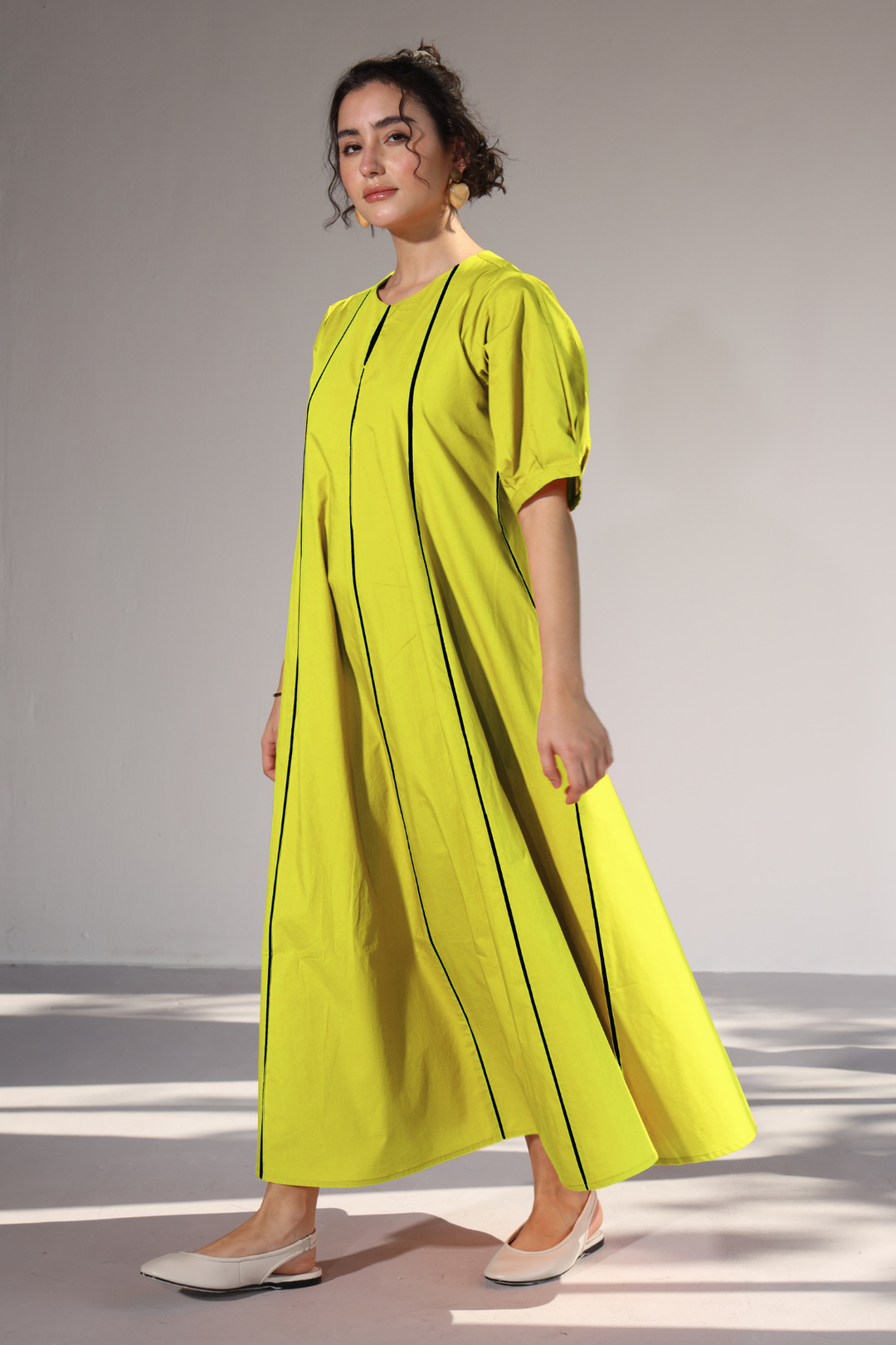 Sunlit Pannel Dress - Lime Light Green