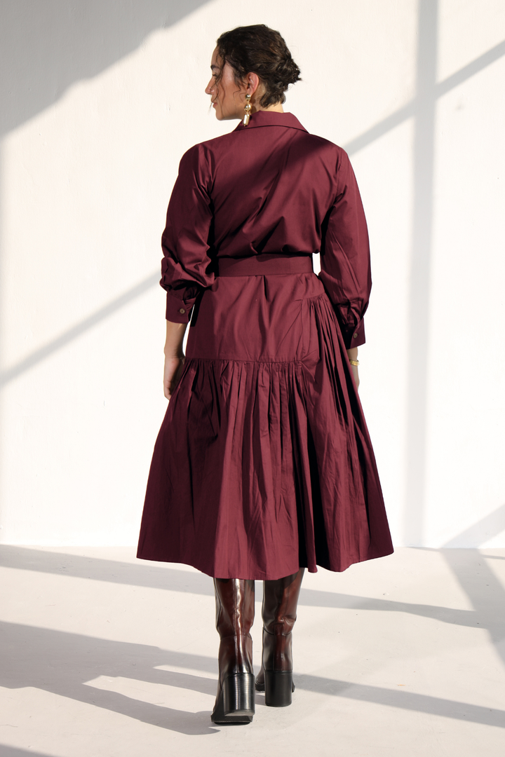 Poshmark Pleated Dress - Wine