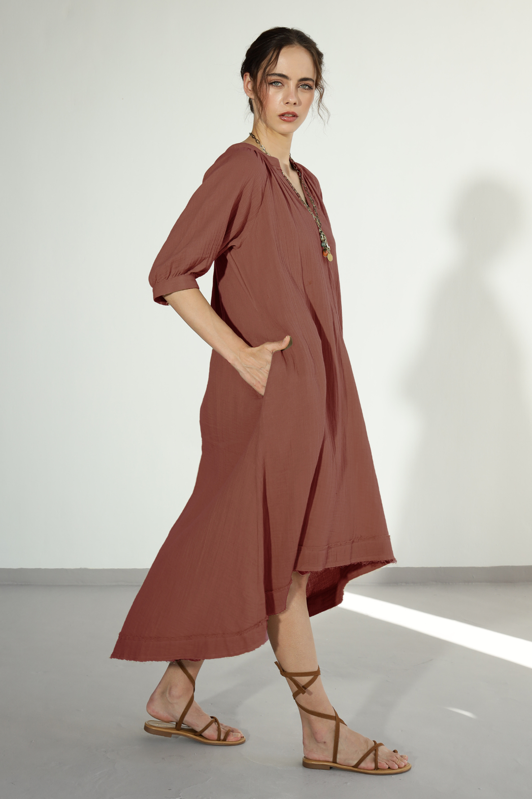 Ocean Gauze Dress - Mocha Brown  D.ARTISTS
