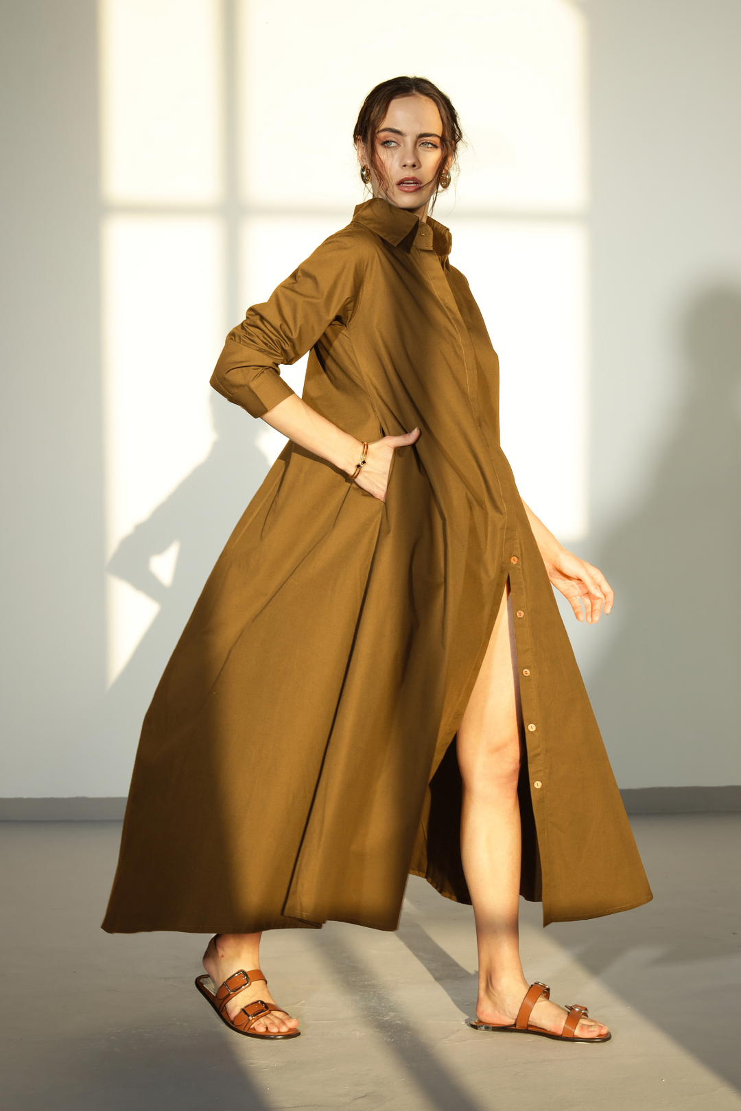 Massimo Shirt Dress - Golden Brown