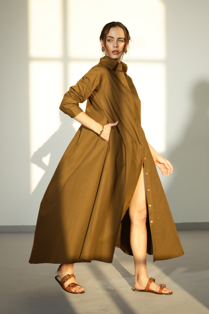 Massimo Shirt Dress - Golden Brown