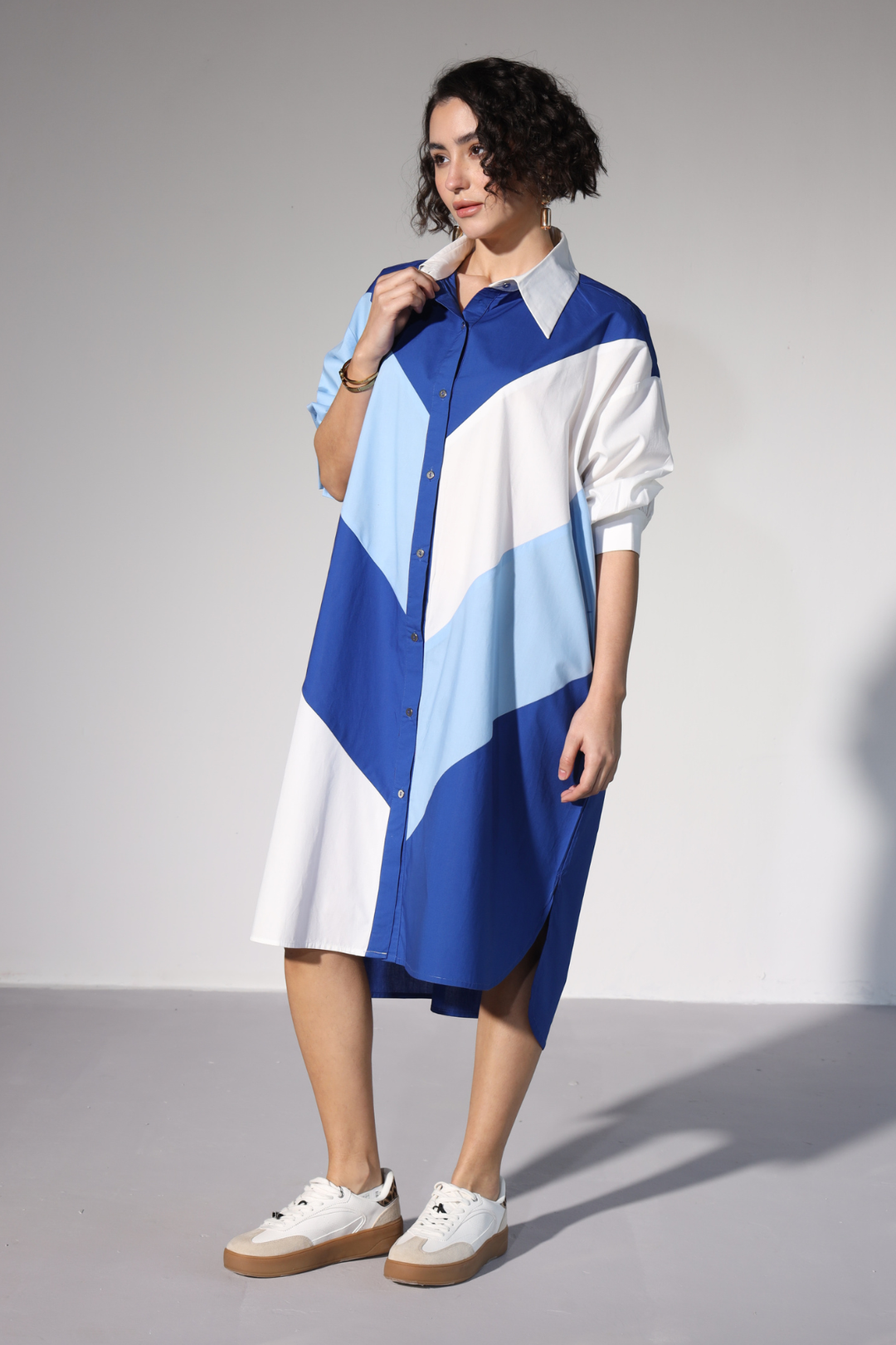Lazy Sewciety Shirt Dress - Royal Blue
