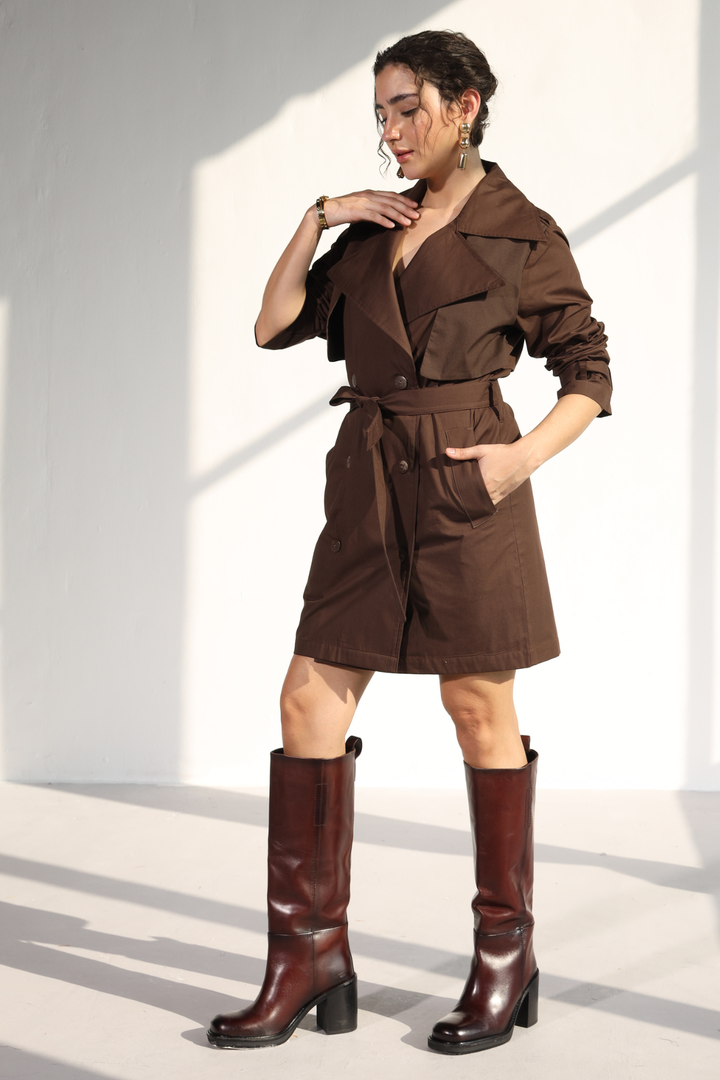 Nevielle Trench Dress - Cacao Brown