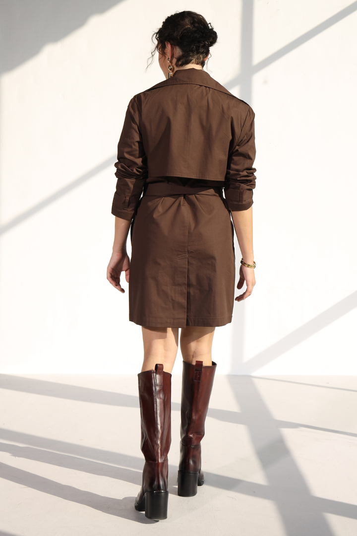 Nevielle Trench Dress - Cacao Brown