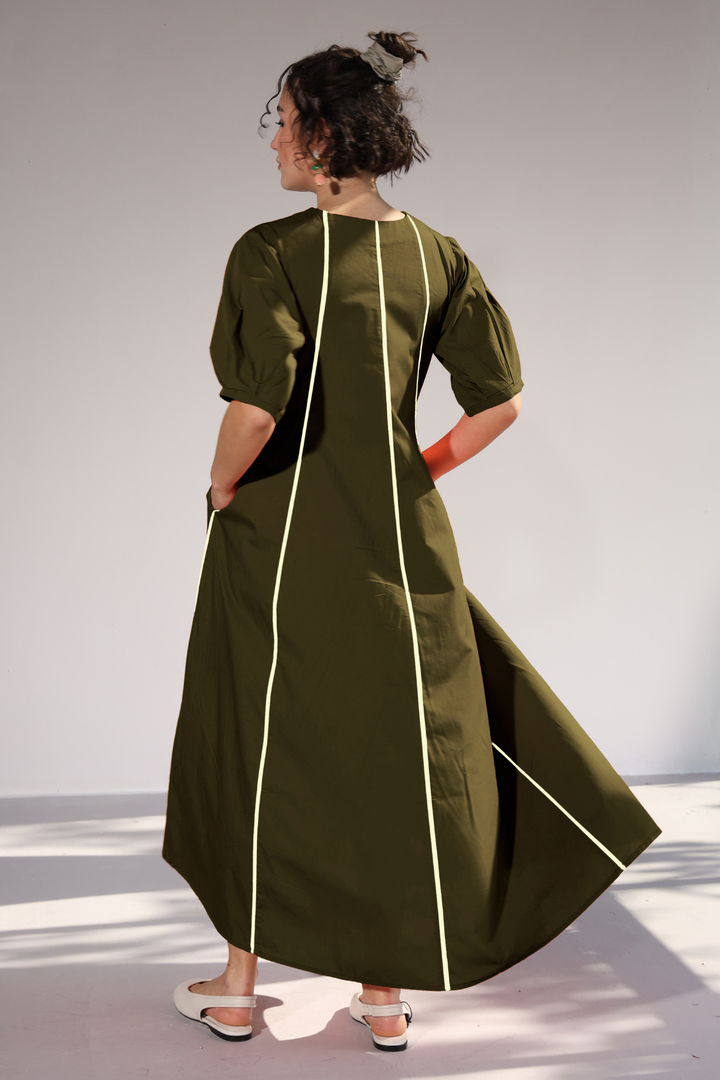 Sunlit Pannel Dress - Millitary Green