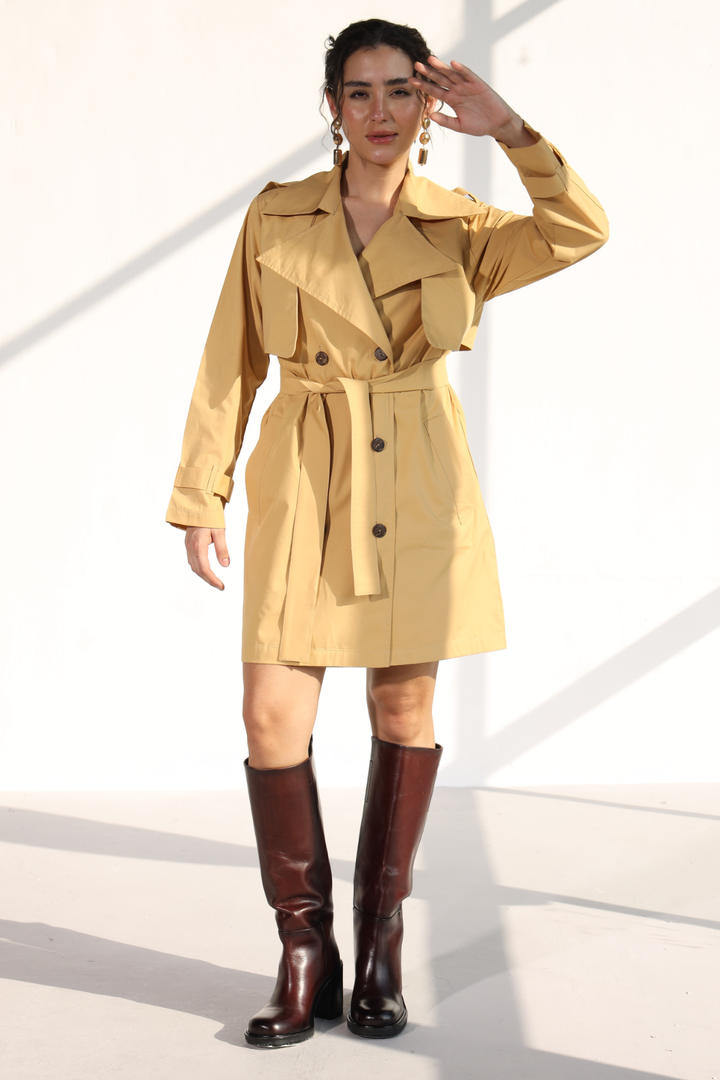 Nevielle Trench Dress - Biscotti