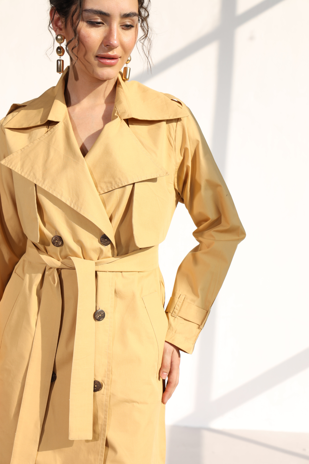 Nevielle Trench Dress - Biscotti