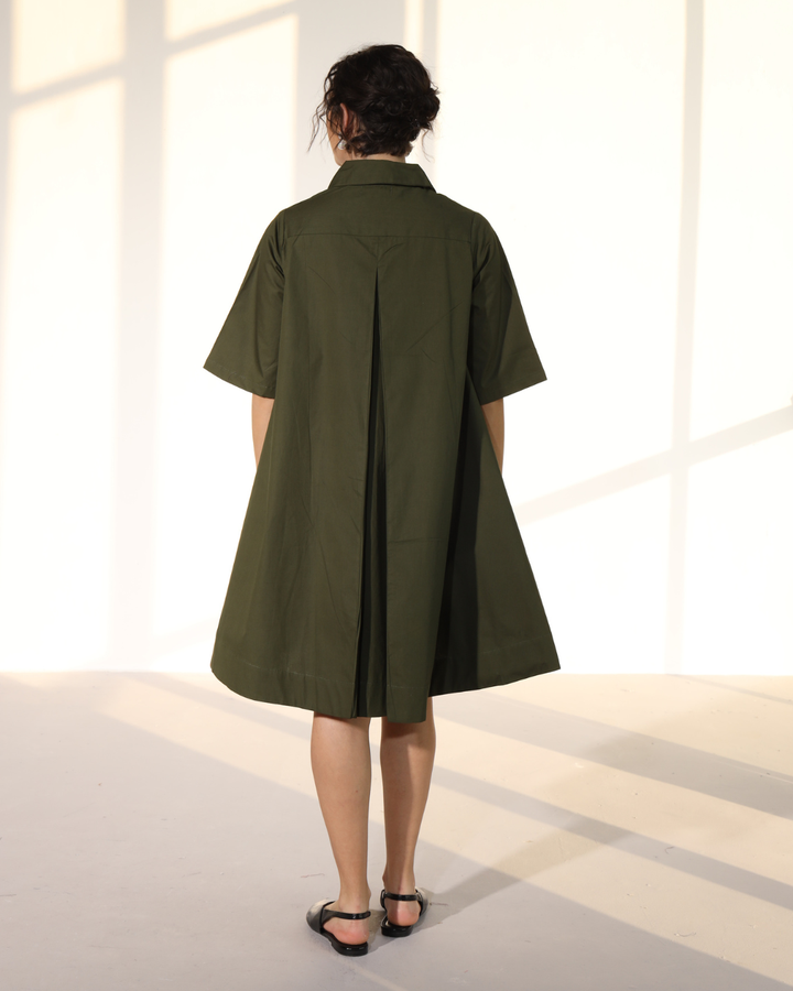 Zoe Circular Tunic Dress - Military Green