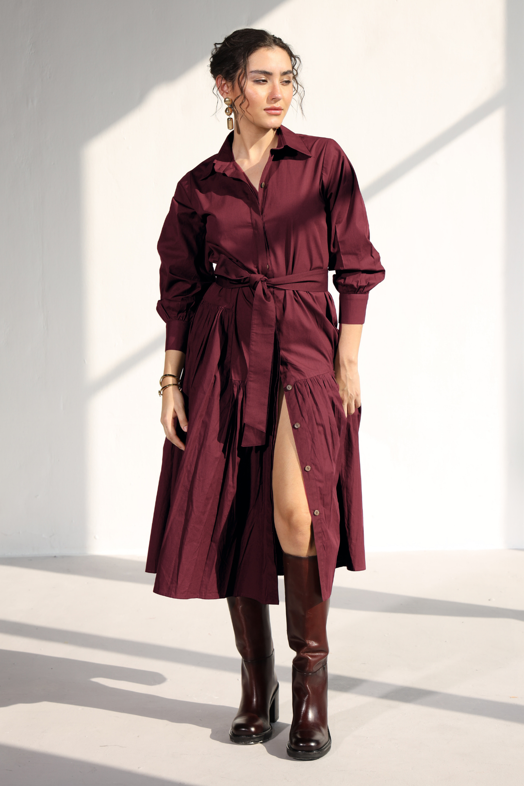 Poshmark Pleated Dress - Wine