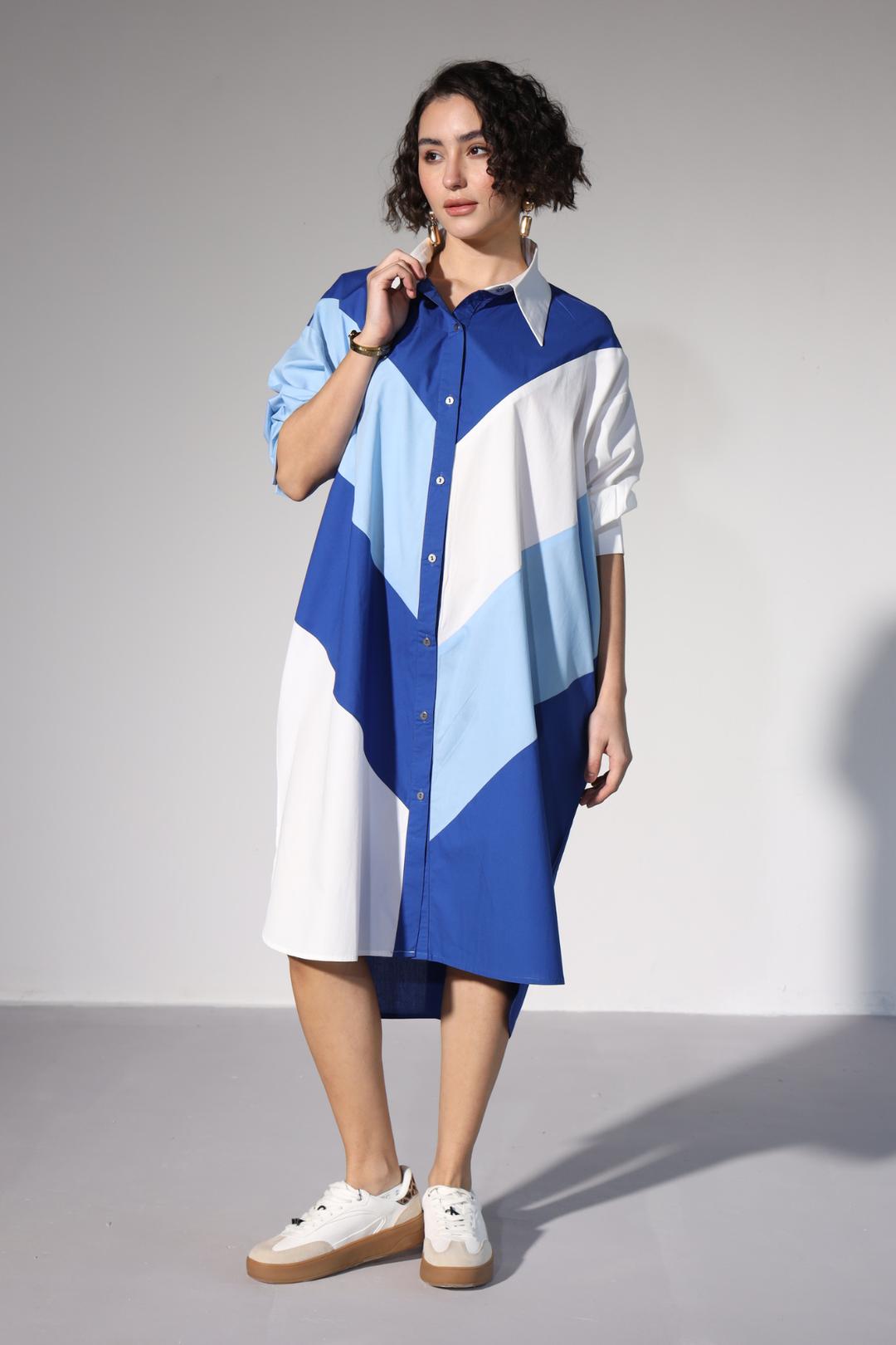 Lazy Sewciety Shirt Dress - Royal Blue
