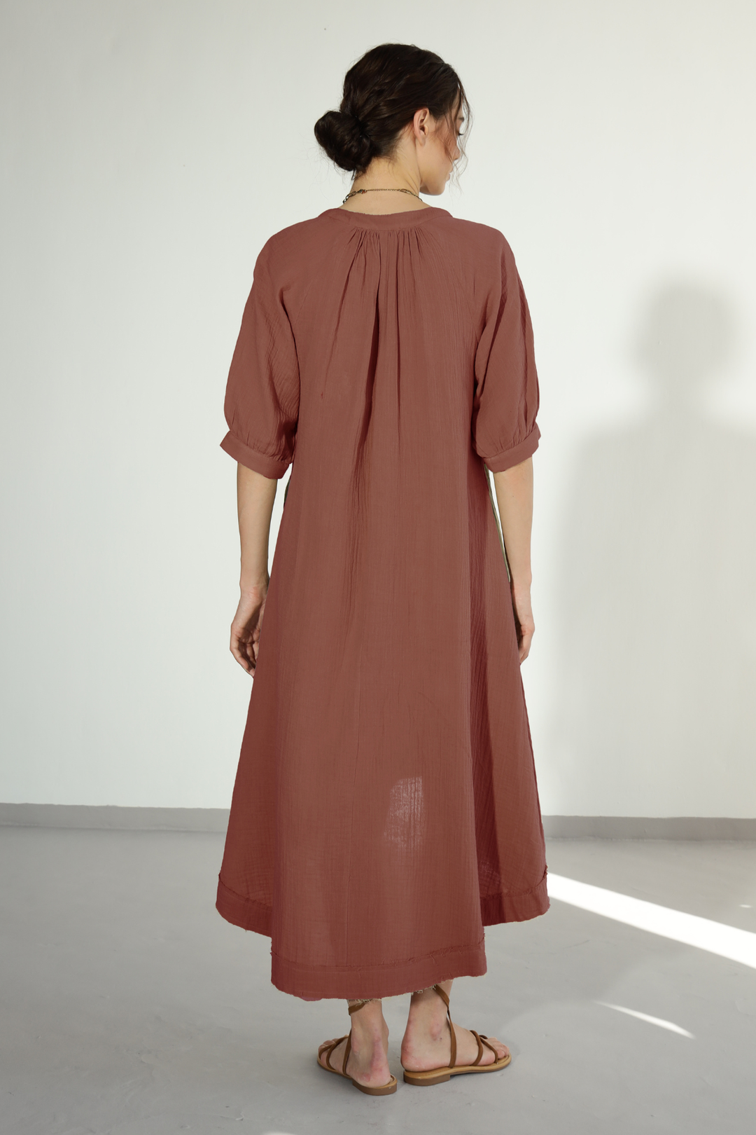 Ocean Gauze Dress - Mocha Brown