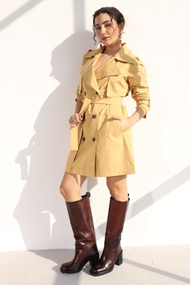 Nevielle Trench Dress - Biscotti