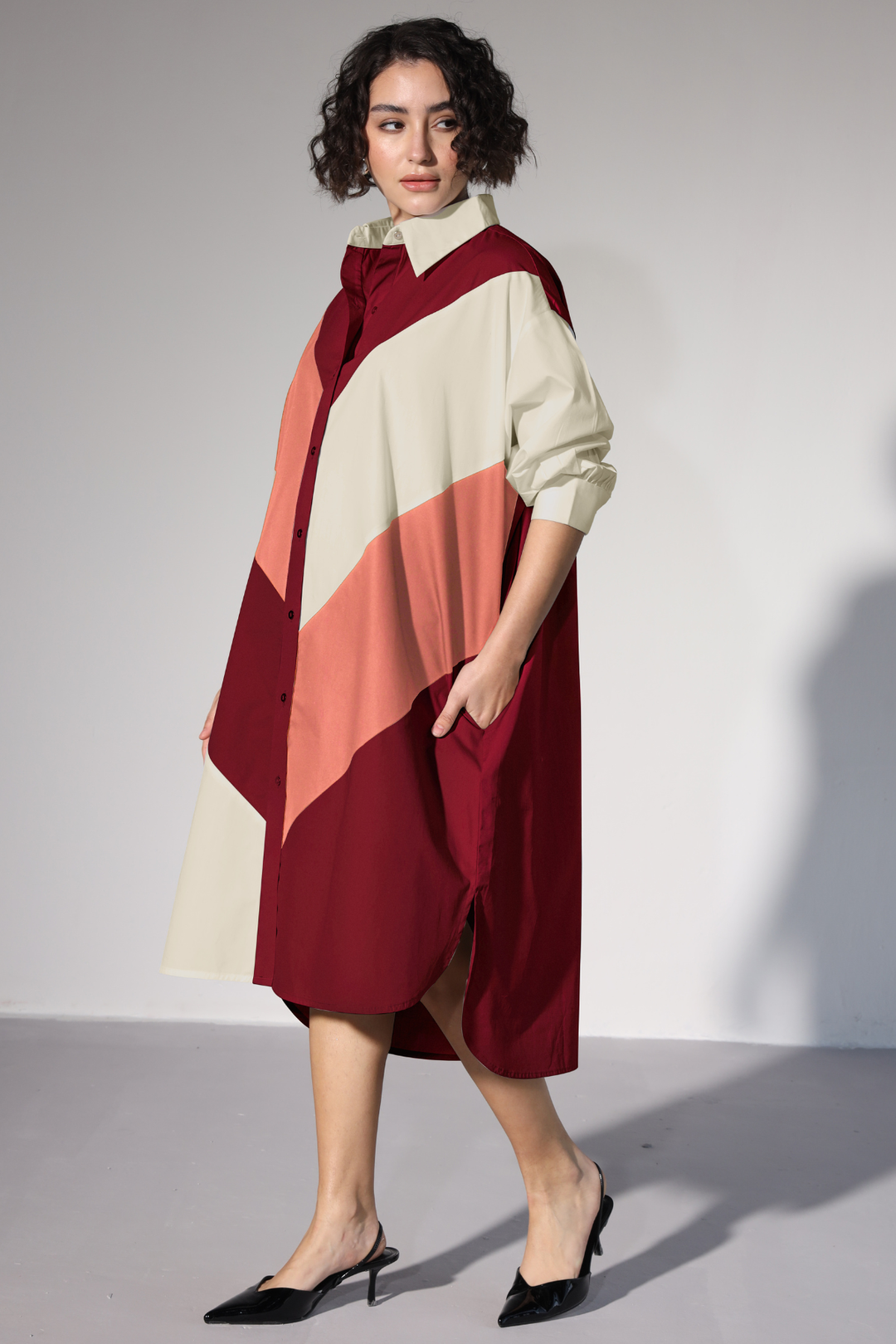 Lazy Sewciety Shirt Dress - Cherry Blossom