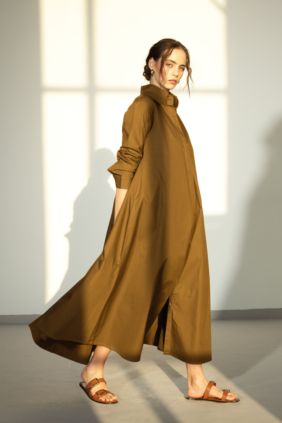 Massimo Shirt Dress - Golden Brown